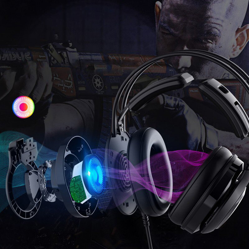 Casti On-Ear RGB Gaming Tronsmart Glary Alpha Multiplatforma 3.5mm Jack/USB - Negru
