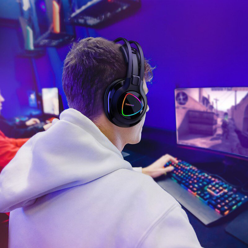 Casti On-Ear RGB Gaming Tronsmart Glary Alpha Multiplatforma 3.5mm Jack/USB - Negru