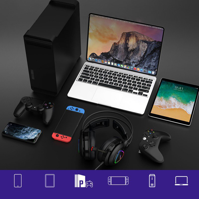 Casti On-Ear RGB Gaming Tronsmart Glary Alpha Multiplatforma 3.5mm Jack/USB - Negru