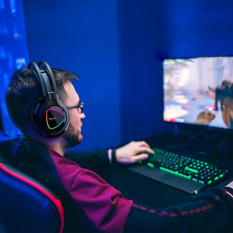 Casti On-Ear RGB Gaming Tronsmart Glary Alpha Multiplatforma 3.5mm Jack/USB - Negru