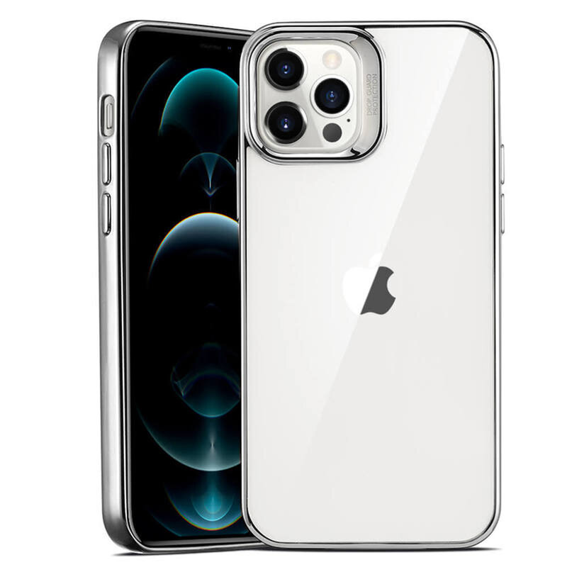 Husa iPhone 12 Pro Max ESR Halo Transparenta Cu Margini Colorate - Argintiu
