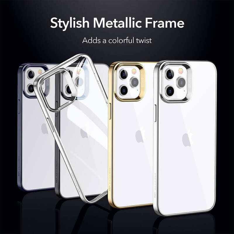 Husa iPhone 12 Pro Max ESR Halo Transparenta Cu Margini Colorate - Negru