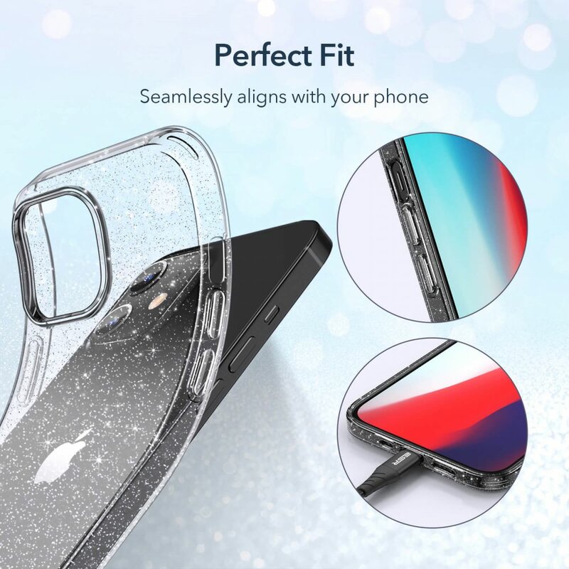 Husa iPhone 12 ESR Shimmer Transparenta Cu Insertii Sclipitoare - Clear