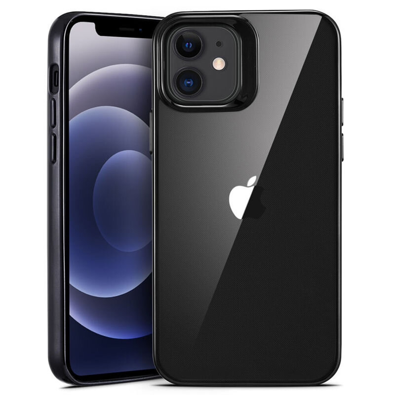 Husa iPhone 12 ESR Halo Transparenta Cu Margini Colorate - Negru