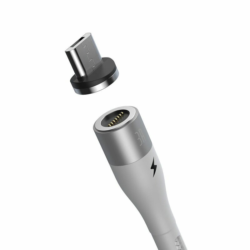 Cablu De Date Baseus Zinc Magnetic Cu Incarcare Rapida Micro-USB 3A 1m - CAMXC-K02 - Alb