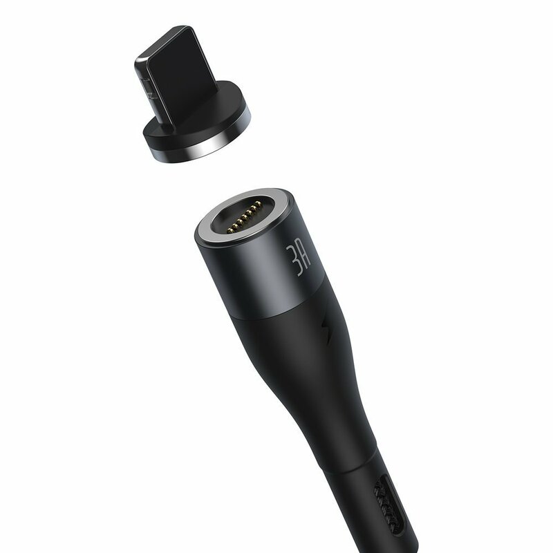 Cablu De Date Baseus Zinc Magnetic Cu Incarcare Rapida Lightning 3A 1m - CALXC-KG1 - Negru