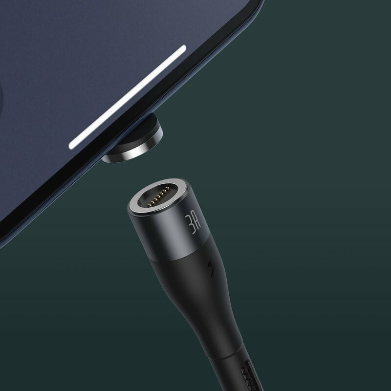 Cablu De Date Baseus Zinc Magnetic Cu Incarcare Rapida Lightning 3A 1m - CALXC-KG1 - Negru