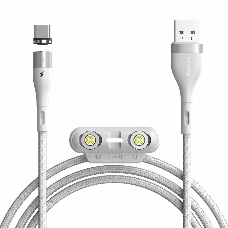 Cablu De Date 3in1 Micro-USB, Type-C, Lightning Baseus 5A 1m - CA1T3-B02 - Alb
