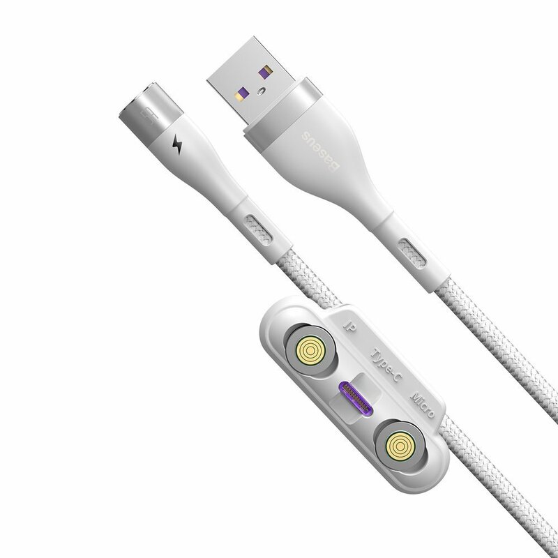Cablu De Date 3in1 Micro-USB, Type-C, Lightning Baseus 5A 1m - CA1T3-B02 - Alb