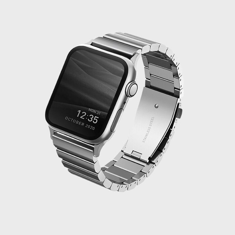 Curea Apple Watch 5 44mm Uniq Strova Din Otel Inoxidabil - Argintiu