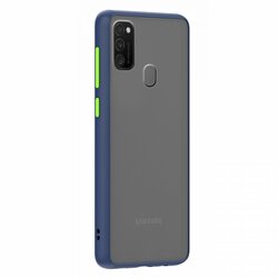 Husa Samsung Galaxy M30s Mobster Chroma Cu Butoane Si Margini Colorate - Albastru