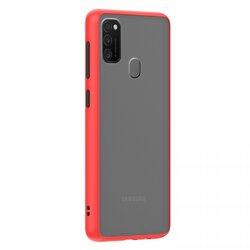 Husa Samsung Galaxy M30s Mobster Chroma Cu Butoane Si Margini Colorate - Rosu