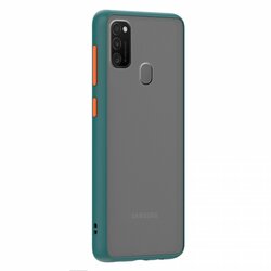Husa Samsung Galaxy M30s Mobster Chroma Cu Butoane Si Margini Colorate - Verde Inchis