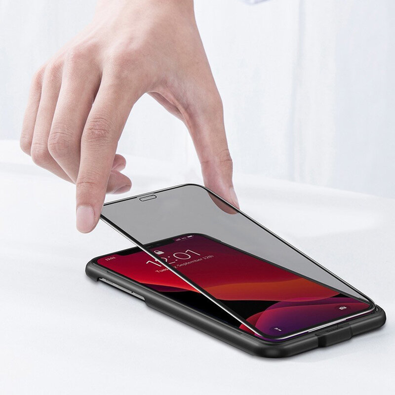 [Pachet 2x] Folie Sticla iPhone XS Baseus Privacy Speaker Dust Protector - SGAPIPH58S-WC01 - Negru