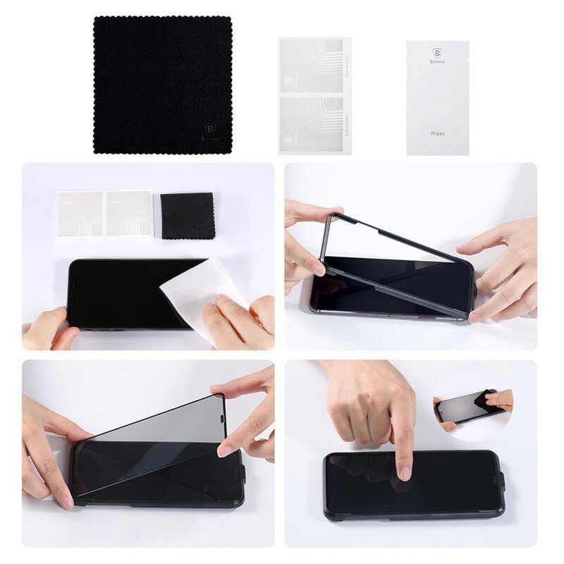 [Pachet 2x] Folie Sticla iPhone 11 Pro Max Baseus Privacy Speaker Dust Protector - SGAPIPH65S-WC01 - Negru