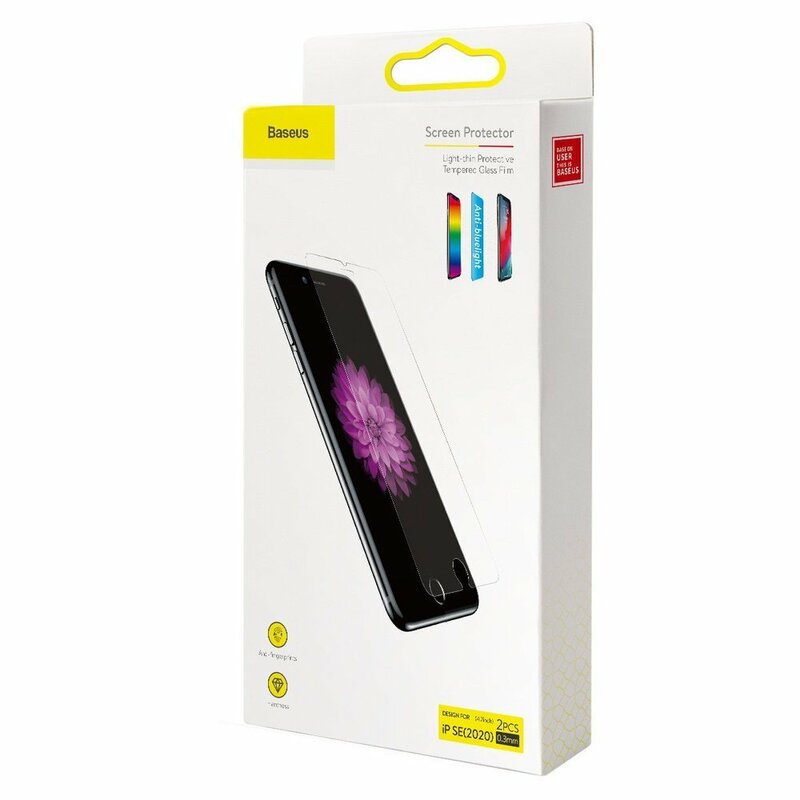 [Pachet 2x] Folie Sticla iPhone 8 Baseus Light Thin Anti-Bluelight - SGAPIPHSE-LB02 - Clear