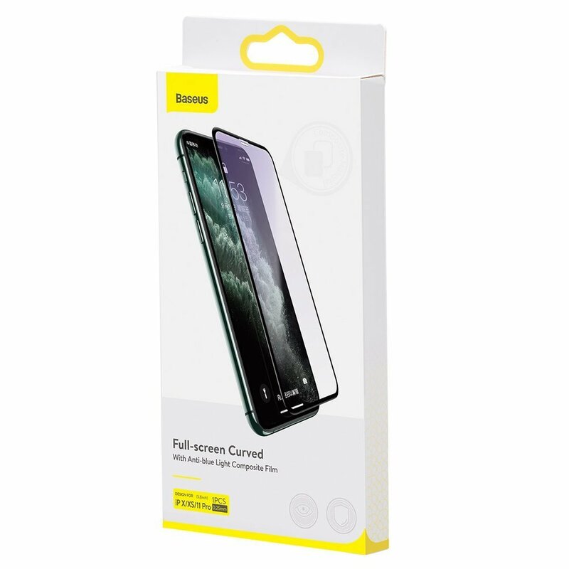 Folie iPhone 11 Pro Max Baseus Anti-Bluelight Full Cover - SGAPIPH65S-HB01- Negru