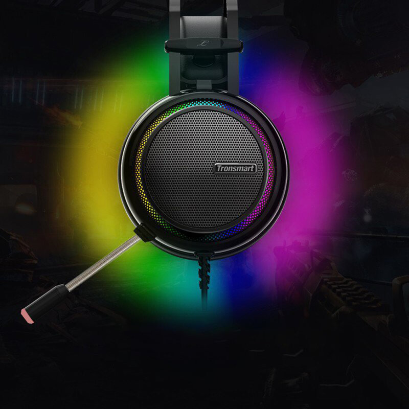 Casti On-Ear RGB Gaming Tronsmart Glary Multiplatforma USB Fir 2.2 m - Negru