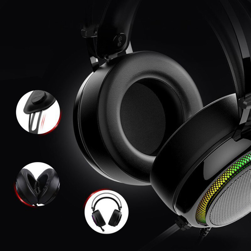 Casti On-Ear RGB Gaming Tronsmart Glary Multiplatforma USB Fir 2.2 m - Negru