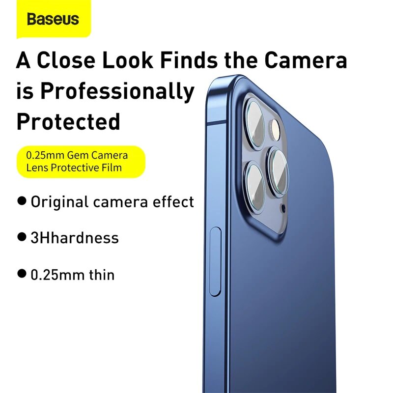 [Pachet 2x] Folie Camera iPhone 12 Pro Max Baseus Gem Lens Film - SGAPIPH61P-JT02 - Clear