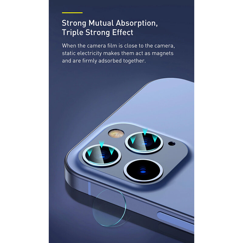 [Pachet 2x] Folie Camera iPhone 12 Pro Max Baseus Gem Lens Film - SGAPIPH61P-JT02 - Clear