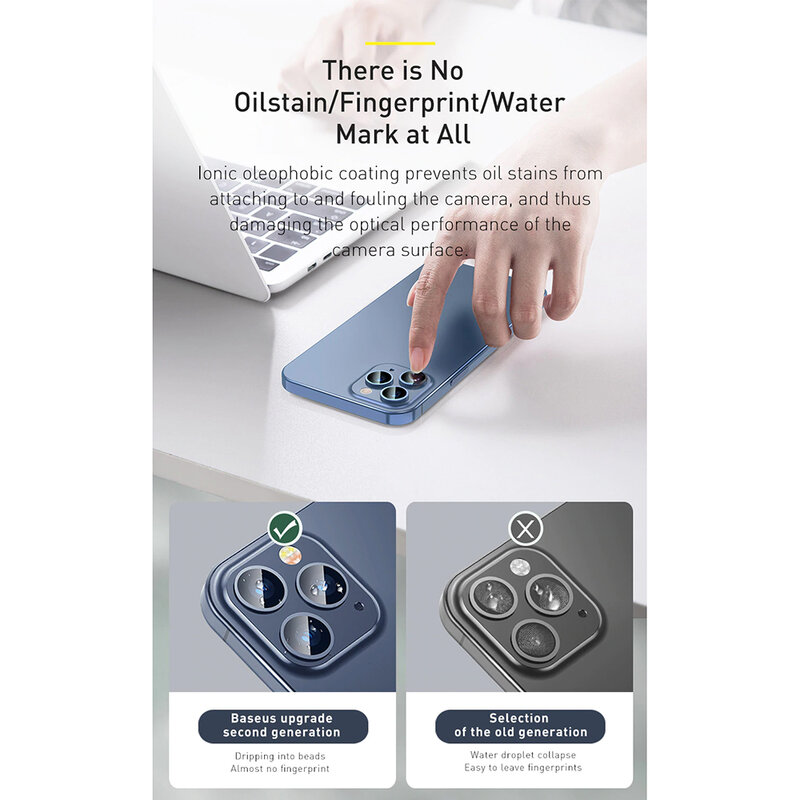 [Pachet 2x] Folie Camera iPhone 12 Pro Max Baseus Gem Lens Film - SGAPIPH61P-JT02 - Clear