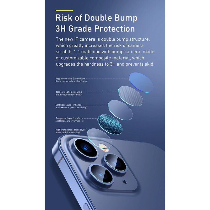 [Pachet 2x] Folie Camera iPhone 12 Pro Max Baseus Gem Lens Film - SGAPIPH61P-JT02 - Clear