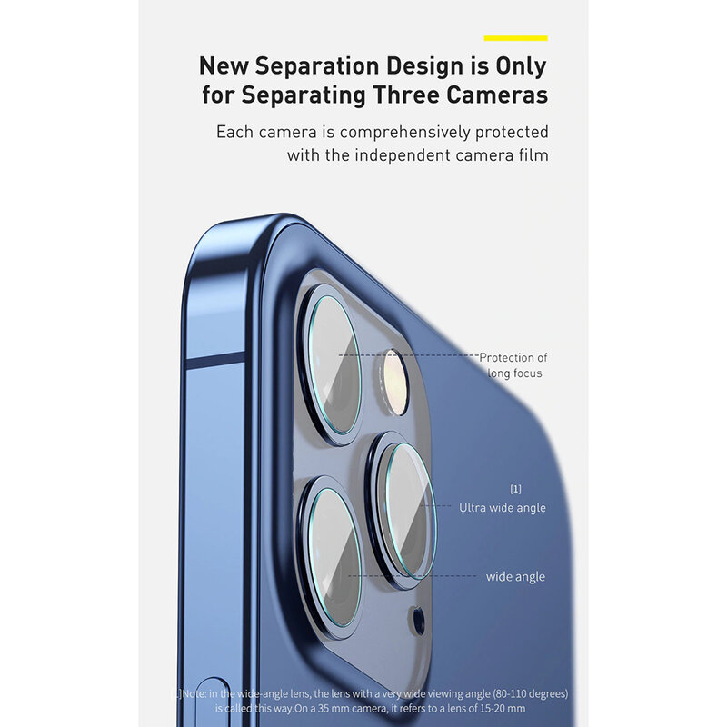 [Pachet 2x] Folie Camera iPhone 12 Pro Max Baseus Gem Lens Film - SGAPIPH61P-JT02 - Clear