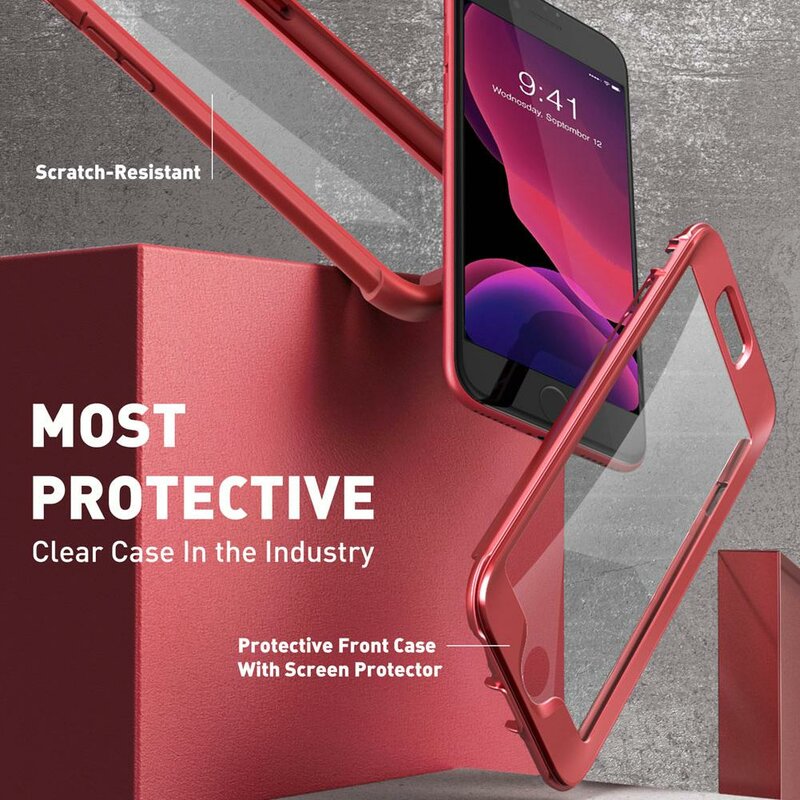 [Pachet 360°] Husa iPhone 8 i-Blason Ares + Folie Ecran - Metallic Red