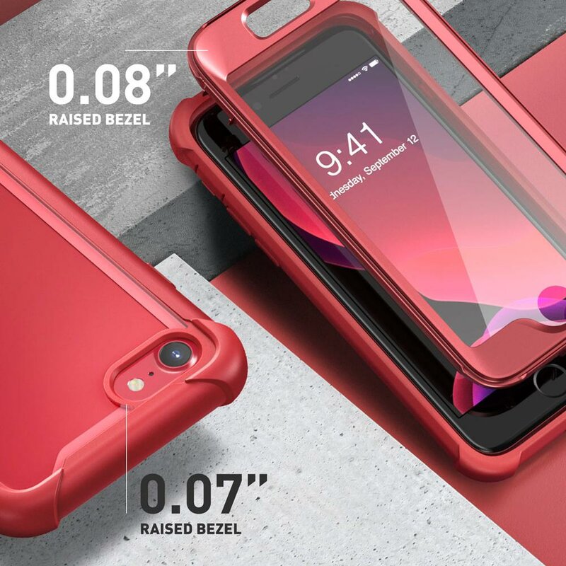 [Pachet 360°] Husa iPhone 7 i-Blason Ares + Folie Ecran - Metallic Red