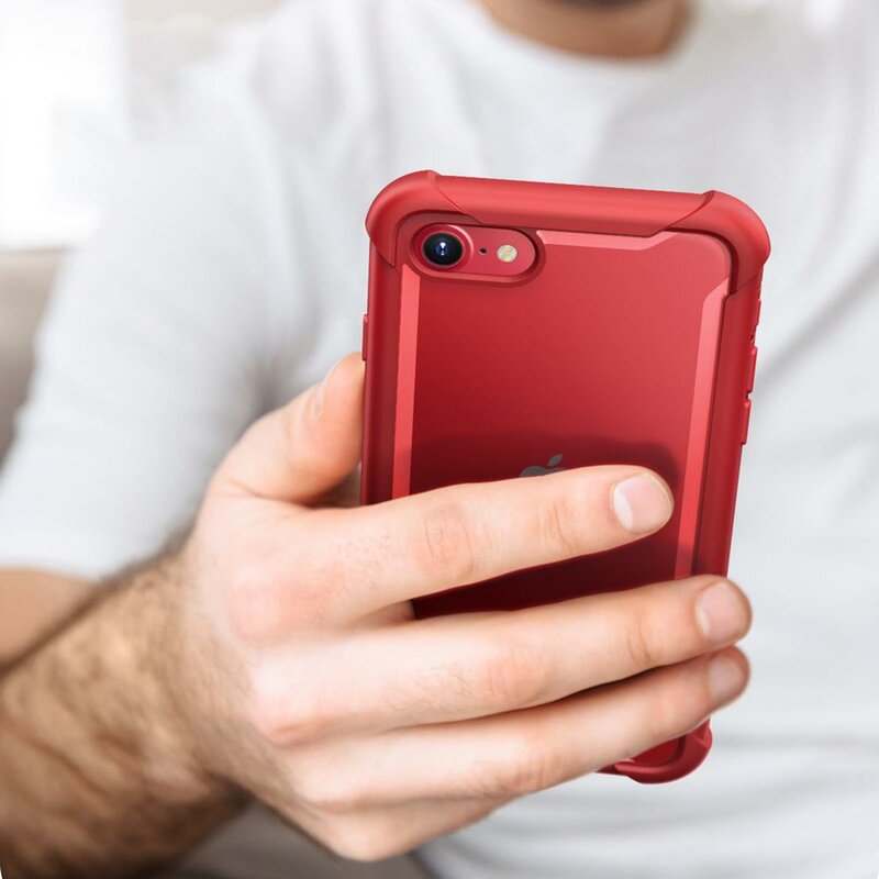 [Pachet 360°] Husa iPhone 7 i-Blason Ares + Folie Ecran - Metallic Red