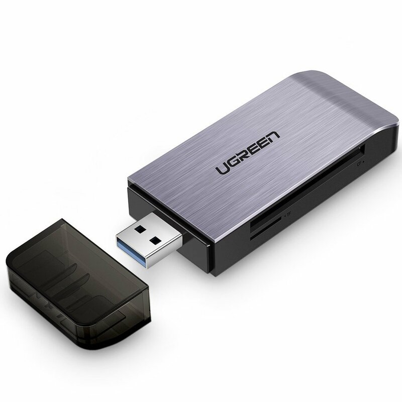 Card Reader Ugreen, USB 3.0 la SD, Micro-SD, MS, CF, 5Gbps, gri, 50541
