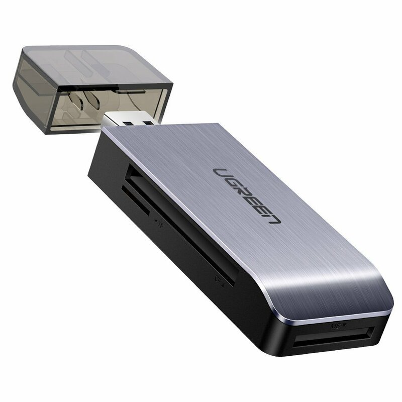 Card Reader Ugreen, USB 3.0 la SD, Micro-SD, MS, CF, 5Gbps, gri, 50541