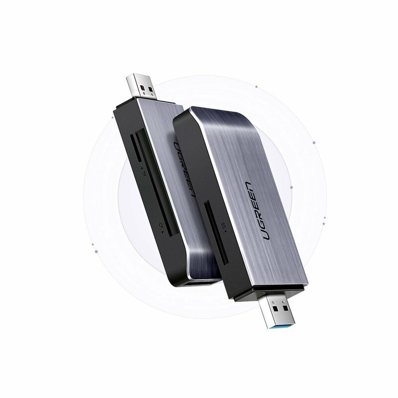 Card Reader Ugreen, USB 3.0 la SD, Micro-SD, MS, CF, 5Gbps, gri, 50541