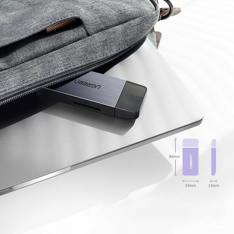 Card Reader Ugreen, USB 3.0 la SD, Micro-SD, MS, CF, 5Gbps, gri, 50541