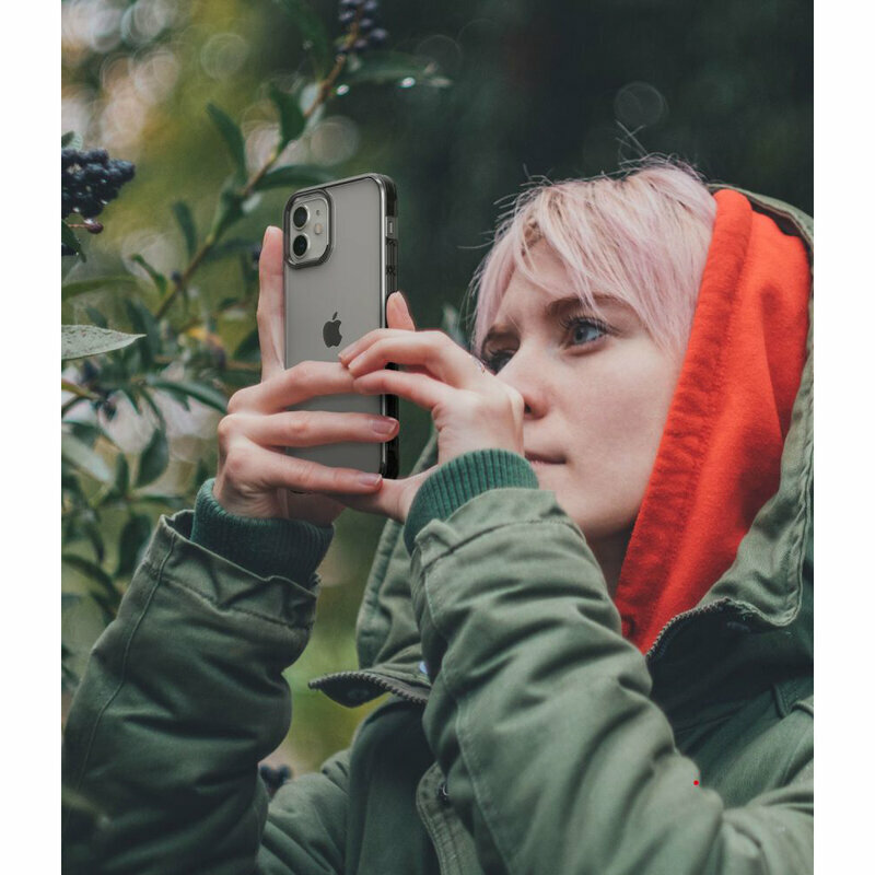 Husa iPhone 12 Ringke Fusion, cenusiu