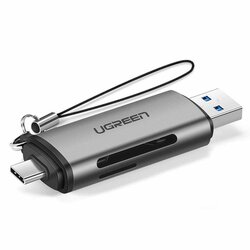 Card Reader Ugreen, Type-C, USB 3.1, Micro-SD, SD, 5Mbps, gri, 50706