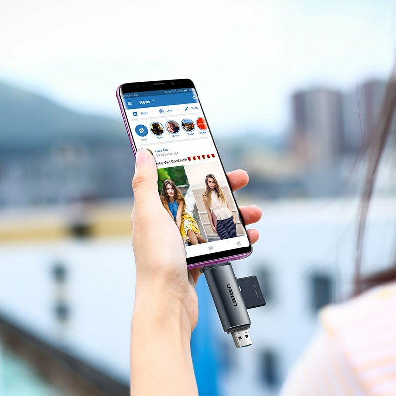 Card Reader Ugreen, Type-C, USB 3.1, Micro-SD, SD, 5Mbps, gri, 50706