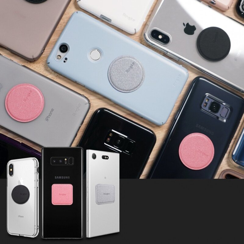 [Pachet 2x] Placa Metalica Autoadeziva Pentru Suporturi Magnetice Ringke - Roz