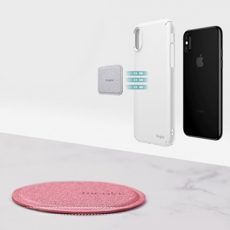 [Pachet 2x] Placa Metalica Autoadeziva Pentru Suporturi Magnetice Ringke - Roz