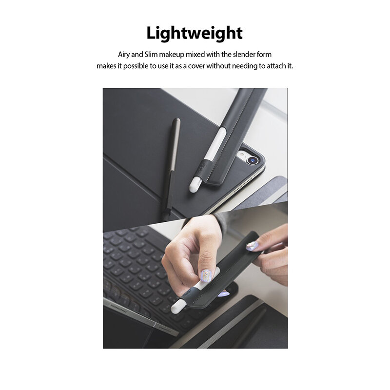 Suport Ringke Pentru Stylus Pen Din Piele Ecologica Cu Adeziv 3M Pentru Tableta - Gri