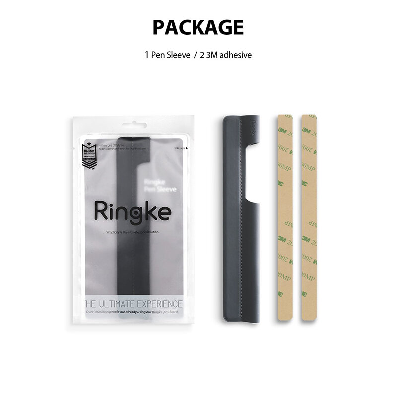 Suport Ringke Pentru Stylus Pen Din Piele Ecologica Cu Adeziv 3M Pentru Tableta - Gri