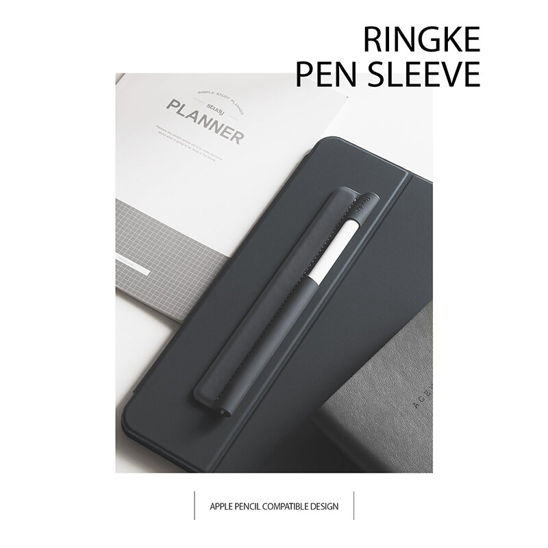 Suport Ringke Pentru Stylus Pen Din Piele Ecologica Cu Adeziv 3M Pentru Tableta - Gri
