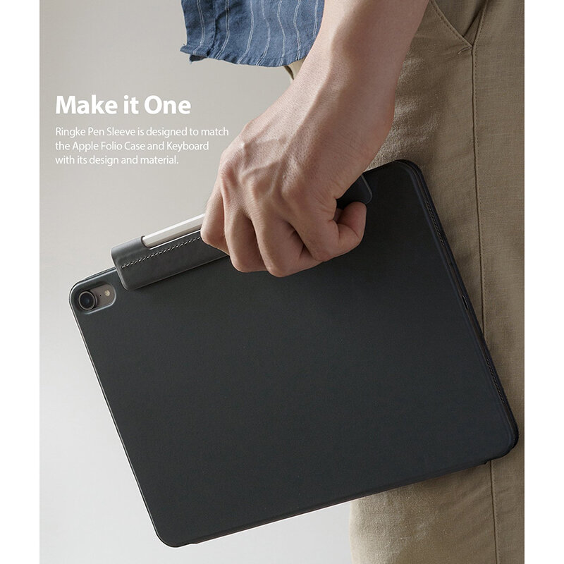 Suport Ringke Pentru Stylus Pen Din Piele Ecologica Cu Adeziv 3M Pentru Tableta - Gri