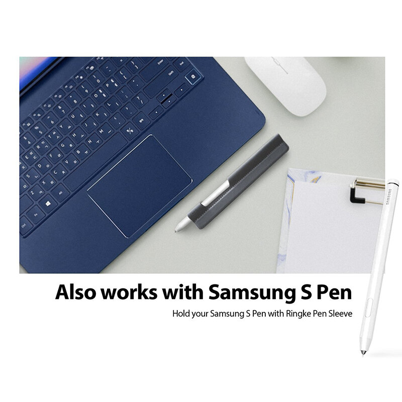 Suport Ringke Pentru Stylus Pen Din Piele Ecologica Cu Adeziv 3M Pentru Tableta - Gri