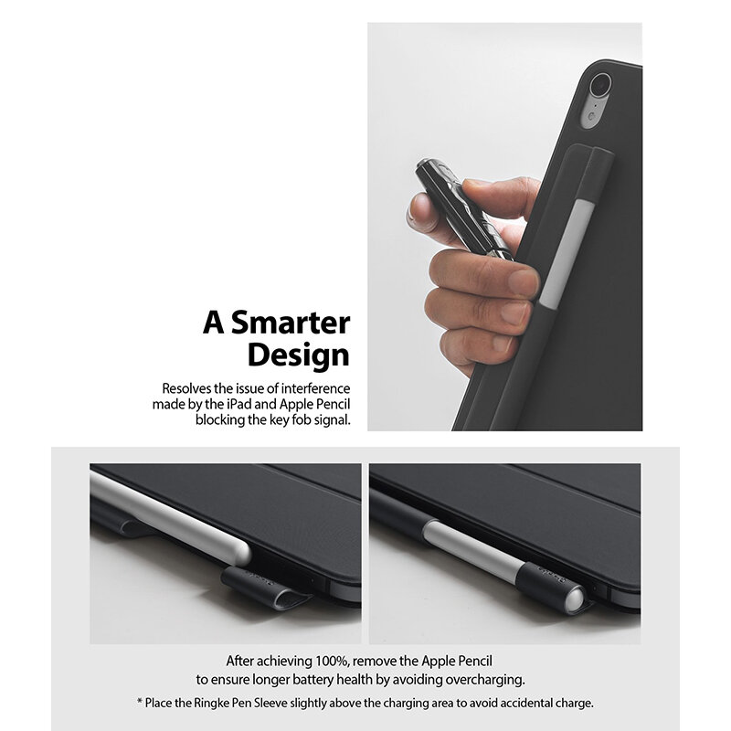 Suport Ringke Pentru Stylus Pen Din Piele Ecologica Cu Adeziv 3M Pentru Tableta - Gri