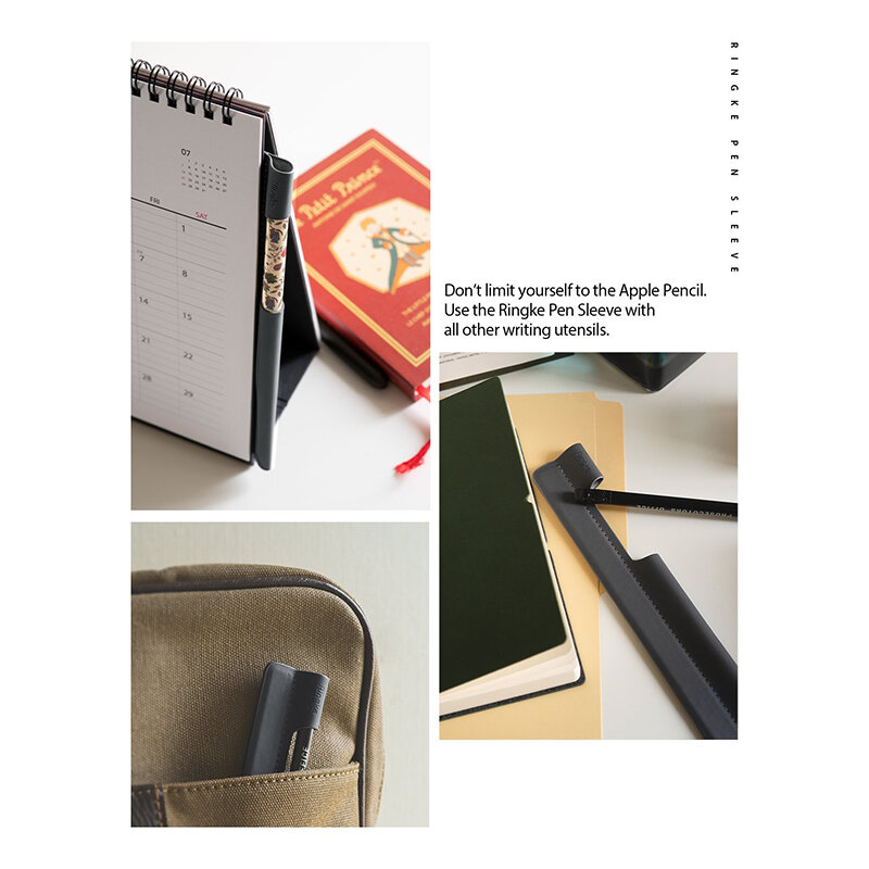 Suport Ringke Pentru Stylus Pen Din Piele Ecologica Cu Adeziv 3M Pentru Tableta - Gri