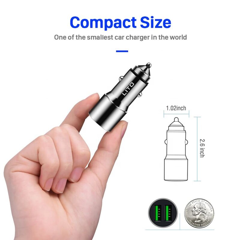 Incarcator Auto Lito LT-701B  Dual USB Incarcare Rapida QC 3.0 36W - Argintiu