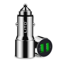 Incarcator Auto Lito LT-701B  Dual USB Incarcare Rapida QC 3.0 36W - Argintiu