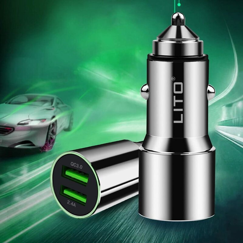 Incarcator Auto Lito LT-701B  Dual USB Incarcare Rapida QC 3.0 36W - Argintiu